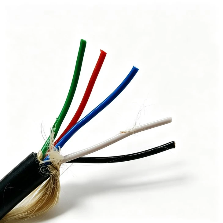 Flessibbli Doppju -saff TPU Cable 5 * 1mm ² Bare Ram Konduttur TPEE Insulated LCP Tensili Braided Għal taħt l-ilma ROV Power Cable